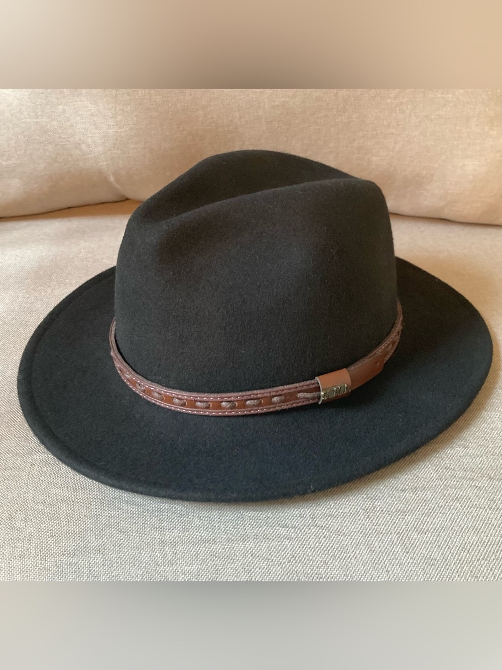 Scala Classico Richmond Black Wool Felt Safari Hat Large Crushable Leather Band